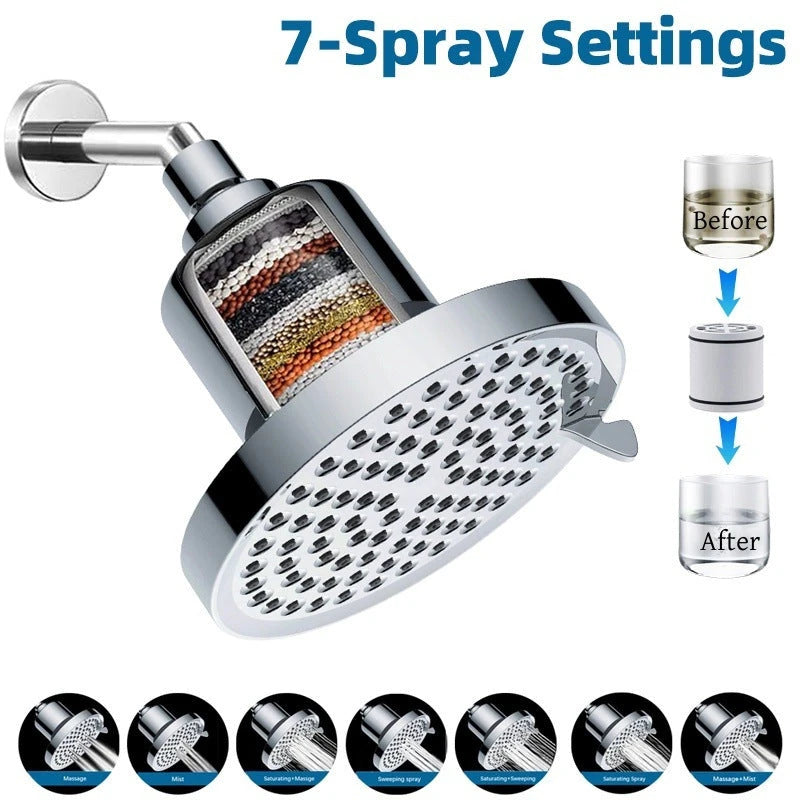 Stunning 7-Function Filtered Shower Head | High-Pressure 25-Layer Filter